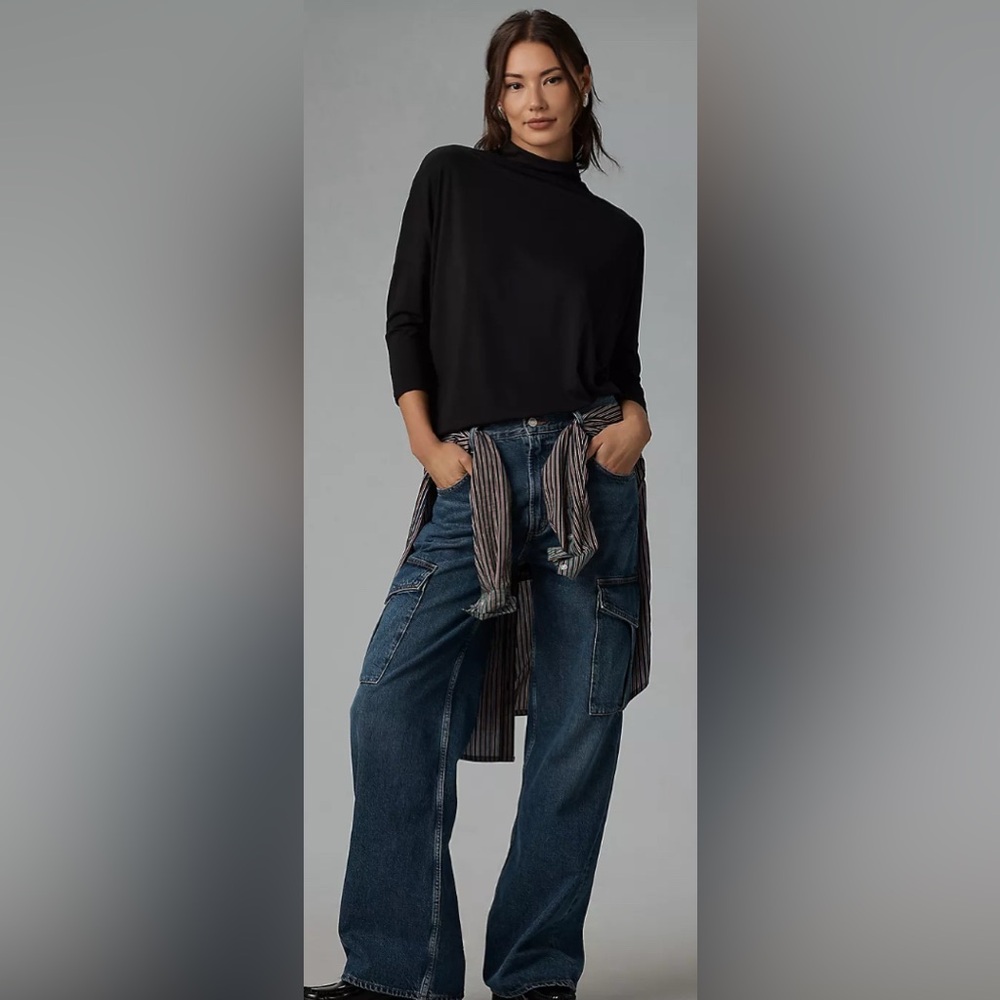 Anthropologie Black High Neck Top